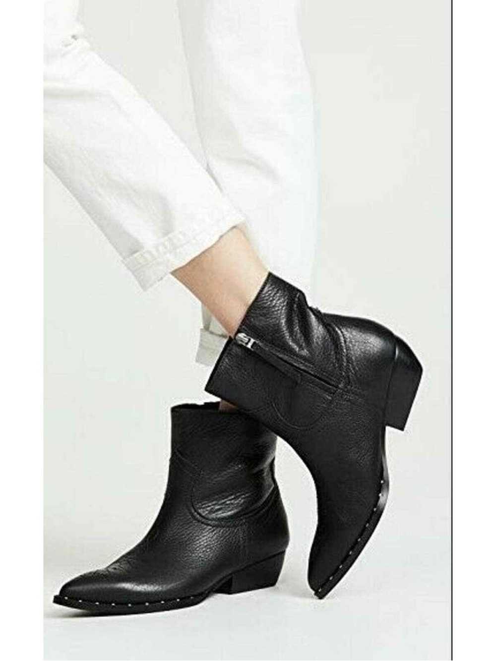 Sam Edelman Ava Black Leather western cowboy Ankle Booties size 10